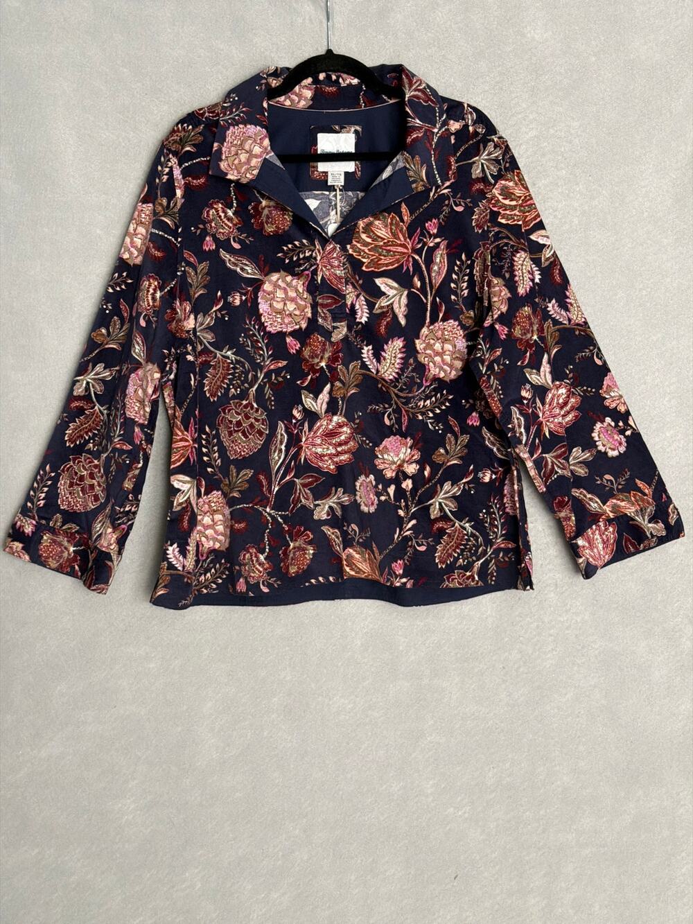 Tommy Bahama Cord Popover Top Exquisite Bloom Women's Small NEW
